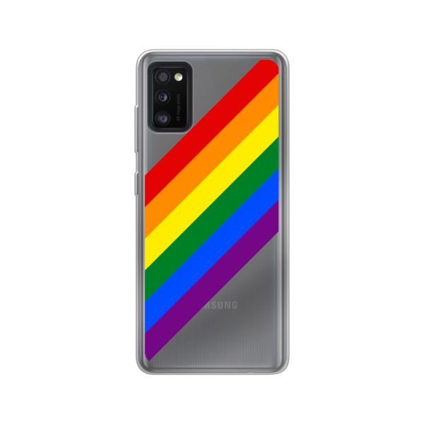 Flexibel Samsung Galaxy A41 hoesje met Diagonale Regenboog - Pride Strepen