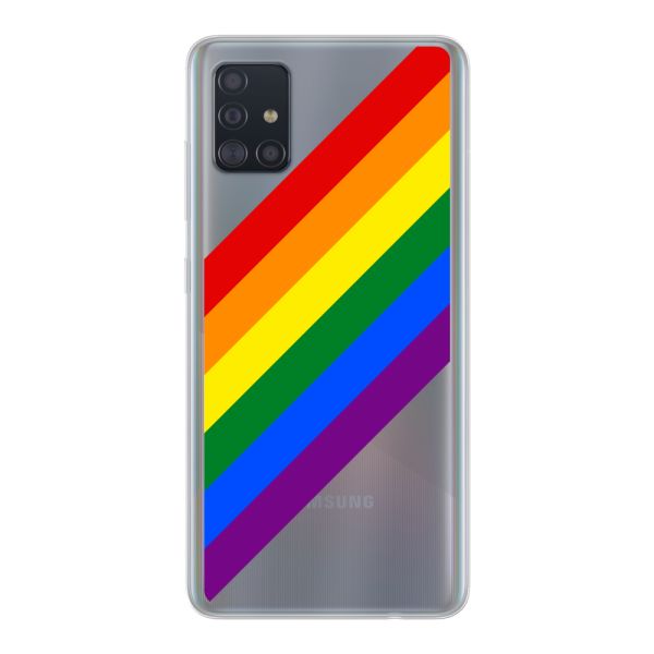 Flexibel Samsung Galaxy A51 hoesje met Diagonale Regenboog - Pride Strepen