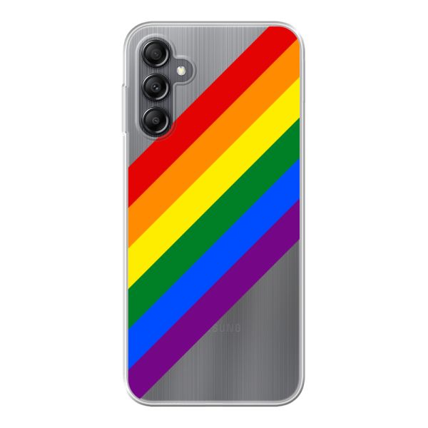 Flexibel Samsung Galaxy A14 / A14 5G hoesje met diagonale regenboog - pridestrepen