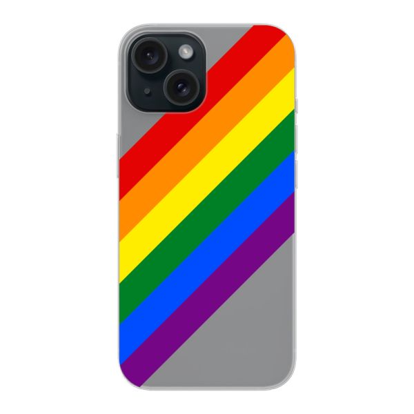 Flexibel iPhone 15 hoesje met Diagonale Regenboog - Pride Strepen