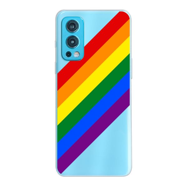 Flexibel OnePlus Nord 2 5G hoesje met diagonale regenboog - pridestrepen