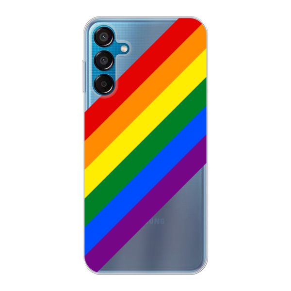Flexibel Samsung Galaxy M15 hoesje met Diagonale Regenboog - Pride Strepen