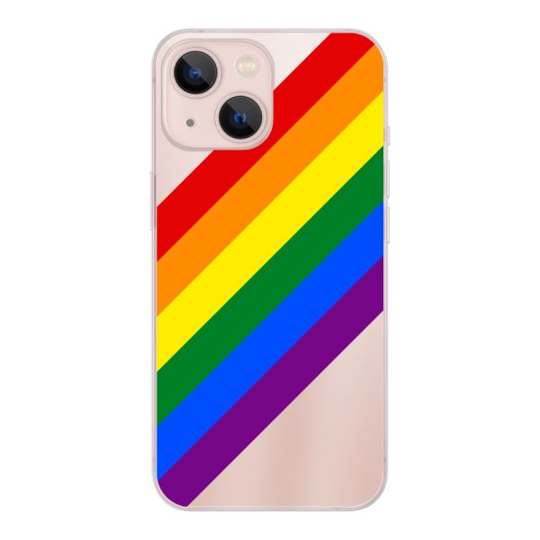 Flexibel iPhone 13 mini hoesje met Diagonale Regenboog - Pride Strepen