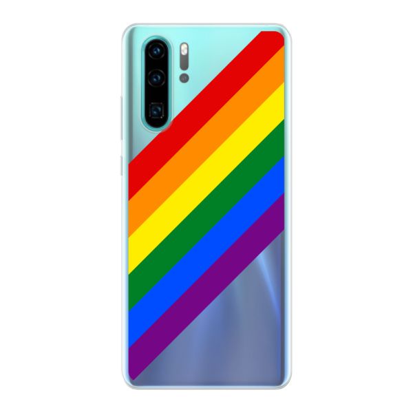 Flexibel Huawei P30 hoesje met Diagonale Regenboog - Pride Strepen