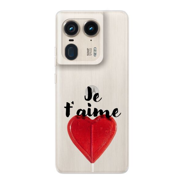 Coque Motorola Moto X50 Ultra flexible avec sucette en forme de cœur - Je t'aime