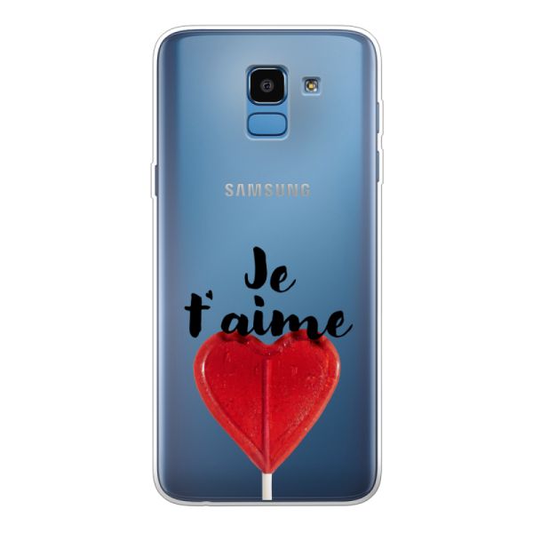 Coque Samsung Galaxy J6 (2018) flexible avec sucette en forme de cœur - Je t'aime