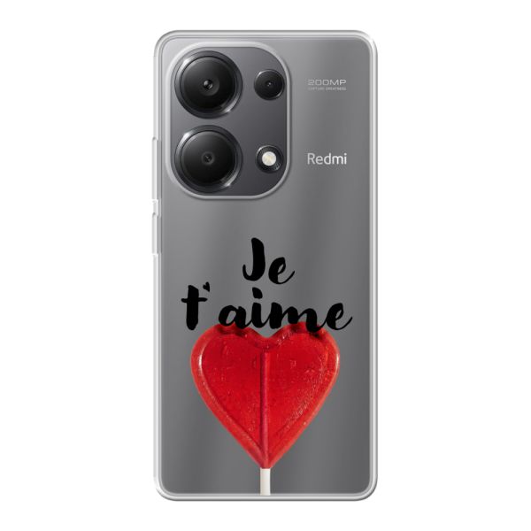 Coque Xiaomi Poco M6 Pro flexible avec sucette en forme de cœur - Je t'aime