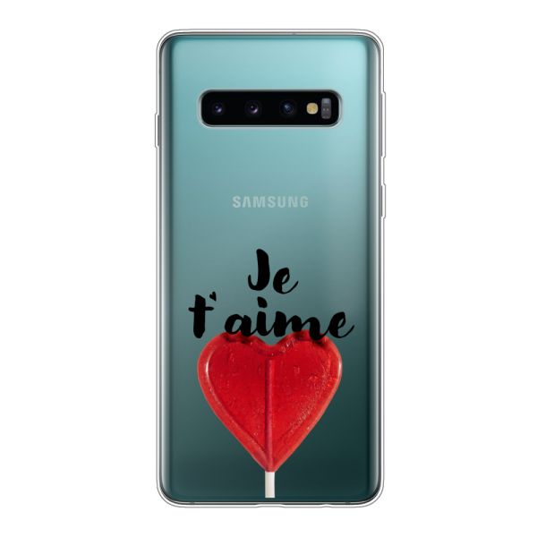 Coque Samsung Galaxy S10 flexible avec sucette en forme de cœur - Je t'aime