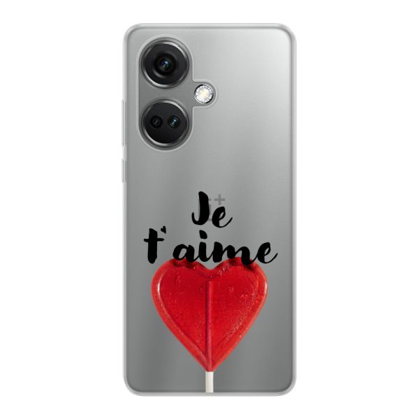 Coque OnePlus Nord CE 3 (5G) flexible avec sucette en forme de cœur - Je t'aime