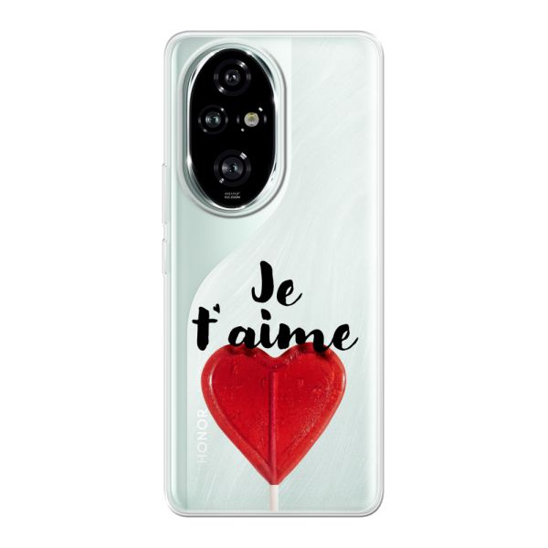 Coque Honor 200 Pro flexible avec sucette en forme de cœur - Je t'aime