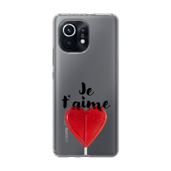 Coque Xiaomi Mi 11 flexible avec sucette en forme de cœur - Je t'aime