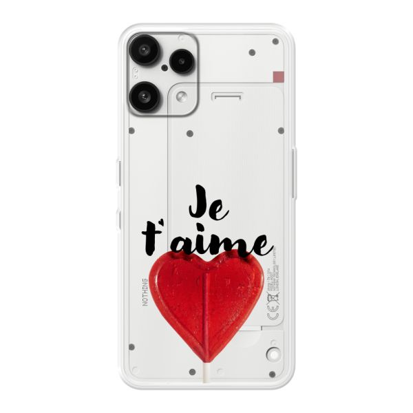 Coque Nothing Phone (3a) Lite flexible avec sucette en forme de cœur - Je t'aime