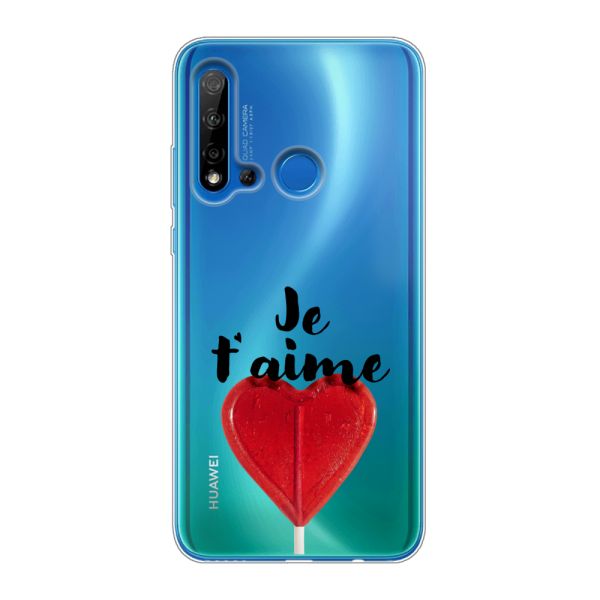 Coque Huawei P20 Lite (2019) flexible avec sucette en forme de cœur - Je t'aime