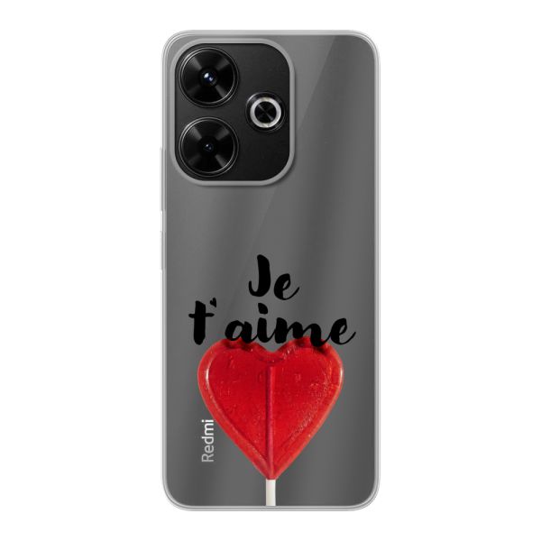 Coque Xiaomi Redmi 13 / 13X / Note 13R flexible avec sucette en forme de cœur - Je t'aime