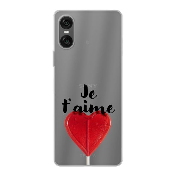 Coque Sony Xperia 10 VI flexible avec sucette en forme de cœur - Je t'aime