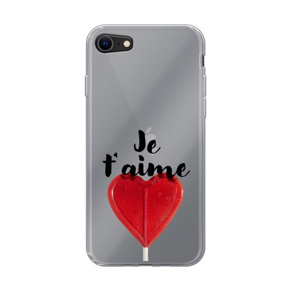 Coque iPhone SE (2020) / SE (2022) flexible avec sucette en forme de cœur - Je t'aime