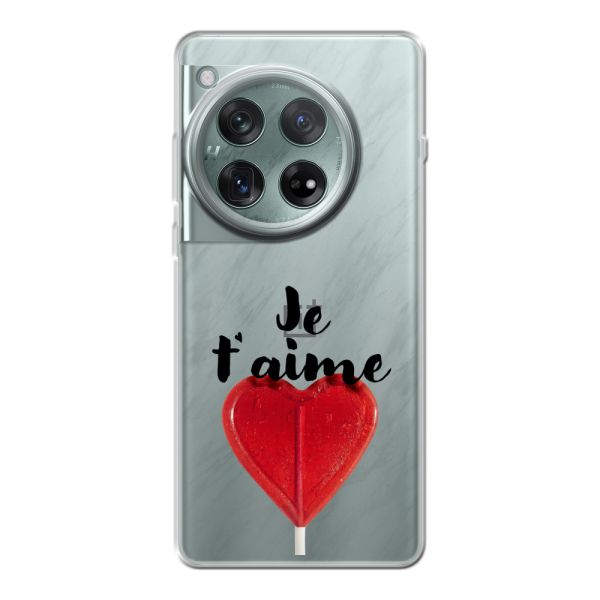 Coque OnePlus Ace 3 flexible avec sucette en forme de cœur - Je t'aime