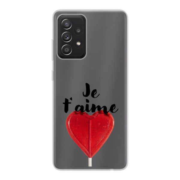 Coque Samsung Galaxy A52 / A52 5G / A52s 5G flexible avec sucette en forme de cœur - Je t'aime
