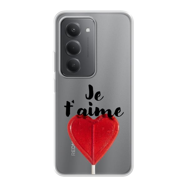 Coque Xiaomi Redmi 15 flexible avec sucette en forme de cœur - Je t'aime