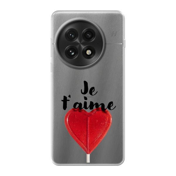 Coque OnePlus 13 flexible avec sucette en forme de cœur - Je t'aime