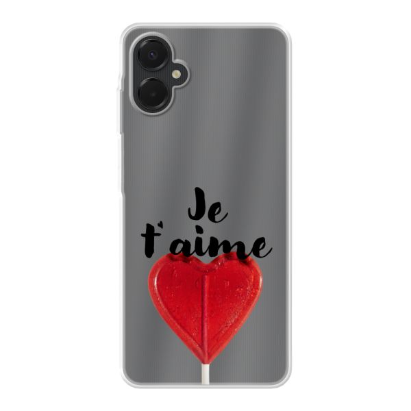 Coque Samsung Galaxy A06 5G flexible avec sucette en forme de cœur - Je t'aime