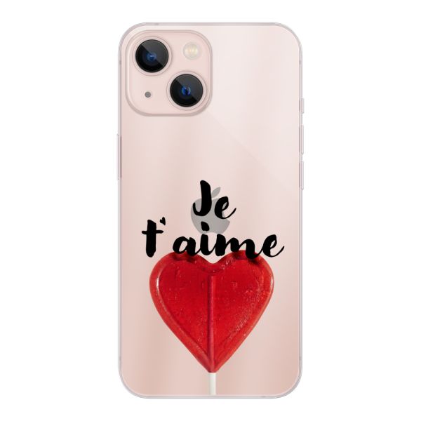 Coque iPhone 13 flexible avec sucette en forme de cœur - Je t'aime