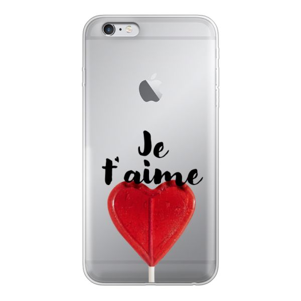 Coque iPhone 6 Plus / 6s Plus flexible avec sucette en forme de cœur - Je t'aime