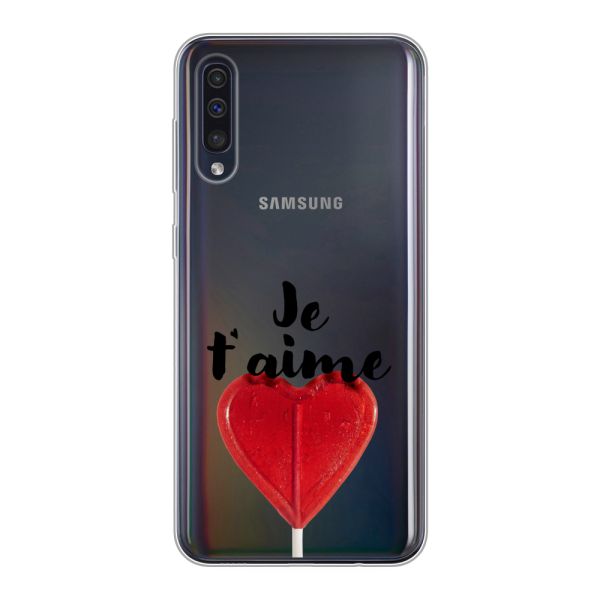 Coque Samsung Galaxy A50 / A50s flexible avec sucette en forme de cœur - Je t'aime
