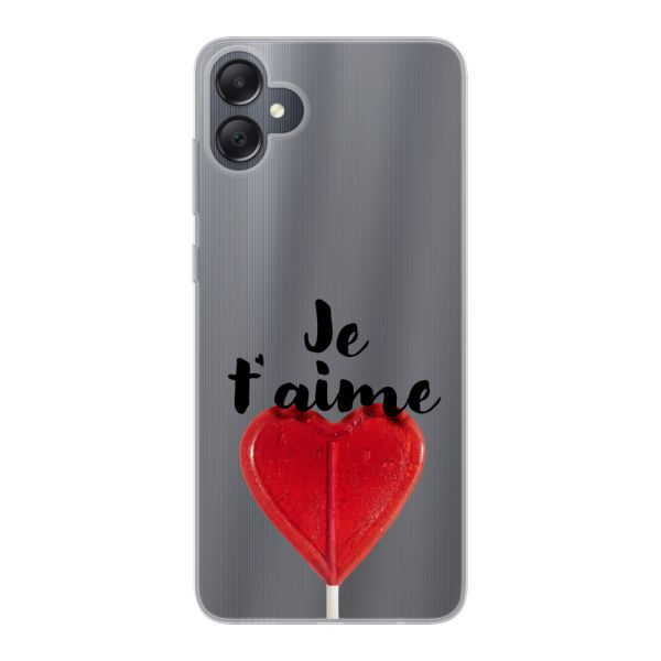 Coque Samsung Galaxy A05 flexible avec sucette en forme de cœur - Je t'aime