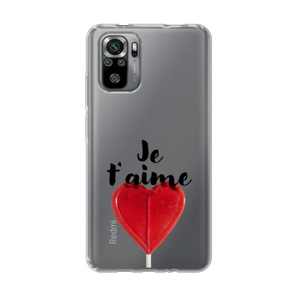 Coque Xiaomi Redmi Note 10 / Note 10S flexible avec sucette en forme de cœur - Je t'aime