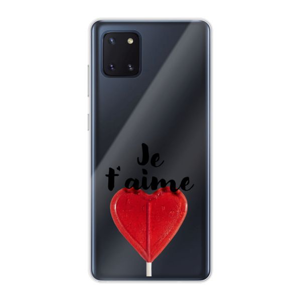 Coque Samsung Galaxy Note 10 Lite flexible avec sucette en forme de cœur - Je t'aime