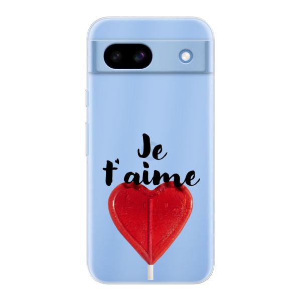 Funda flexible Google Pixel 8a con piruleta en forma de corazón - Je t'aime