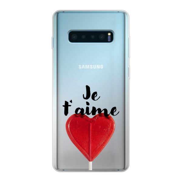 Coque Samsung Galaxy S10 Plus flexible avec sucette en forme de cœur - Je t'aime