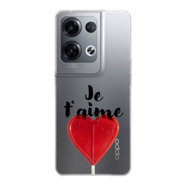 Funda flexible Oppo Reno8 Pro con piruleta en forma de corazón - Je t'aime