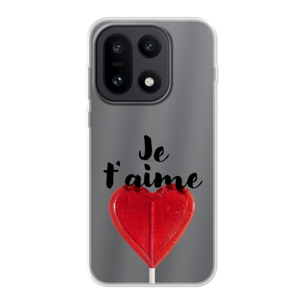 Coque OnePlus 15 flexible avec sucette en forme de cœur - Je t'aime