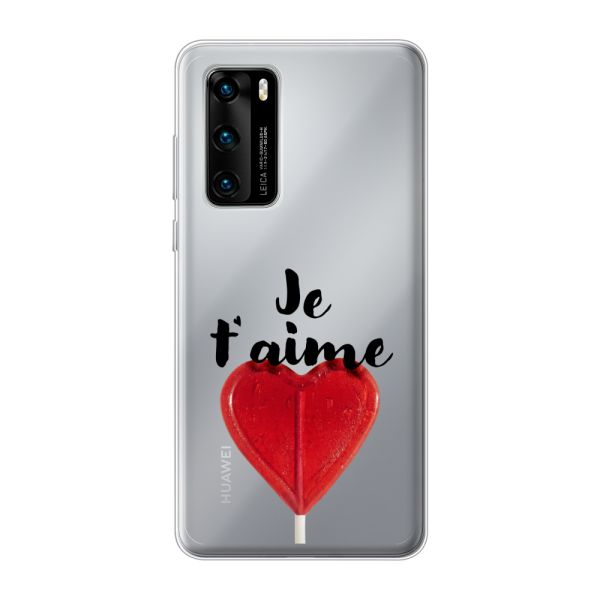 Coque Huawei P40 flexible avec sucette en forme de cœur - Je t'aime