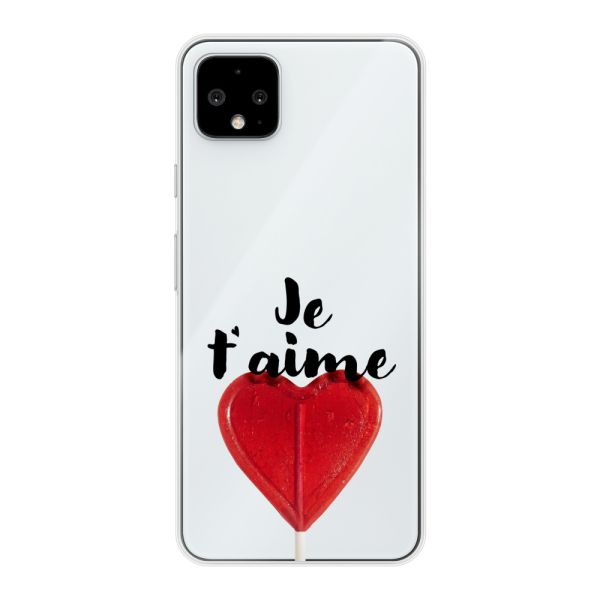 Coque Google Pixel 4 XL flexible avec sucette en forme de cœur - Je t'aime