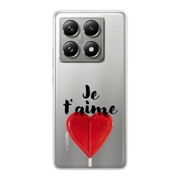Coque Xiaomi 14T Pro flexible avec sucette en forme de cœur - Je t'aime