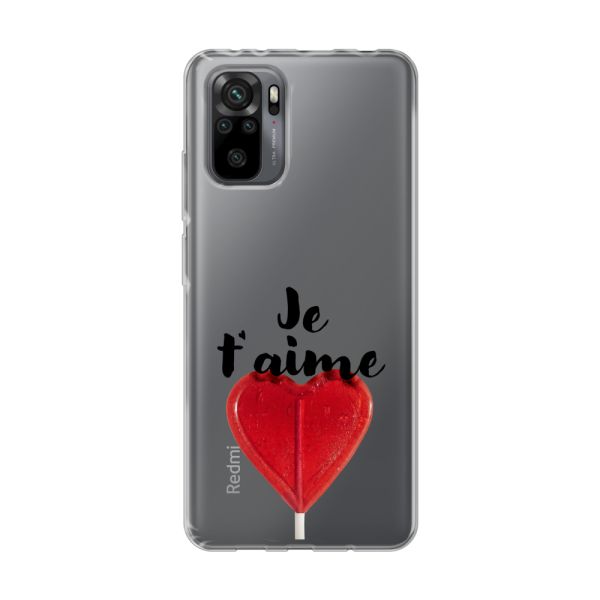 Coque Xiaomi Redmi Note 10 Pro flexible avec sucette en forme de cœur - Je t'aime