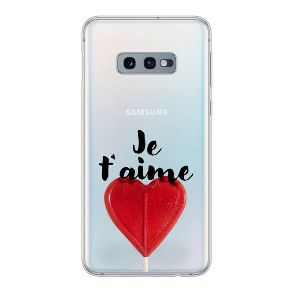 Coque Samsung Galaxy S10e flexible avec sucette en forme de cœur - Je t'aime