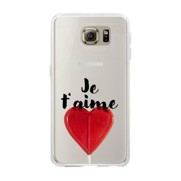 Coque Samsung Galaxy S6 flexible avec sucette en forme de cœur - Je t'aime
