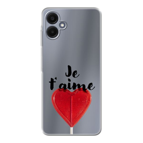 Coque Samsung Galaxy A06 flexible avec sucette en forme de cœur - Je t'aime