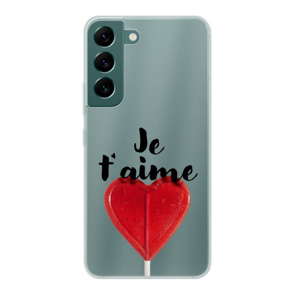 Coque Samsung Galaxy S22 flexible avec sucette en forme de cœur - Je t'aime