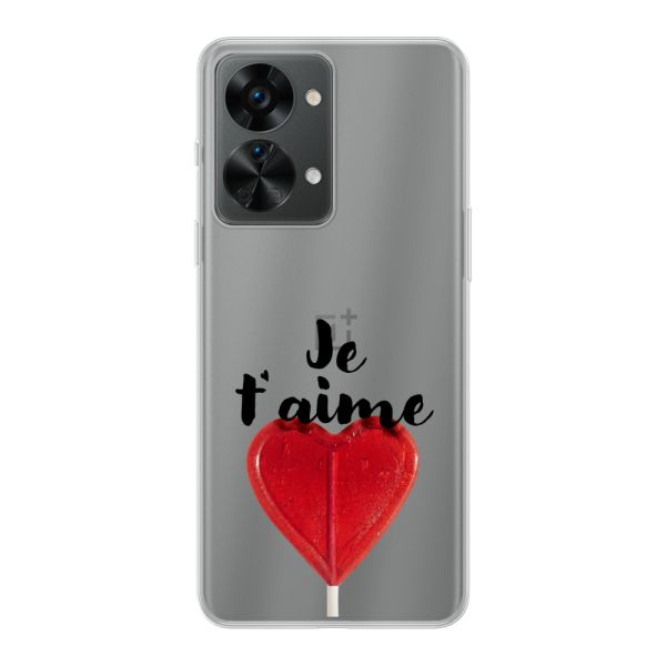 Coque OnePlus Nord 2T flexible avec sucette en forme de cœur - Je t'aime
