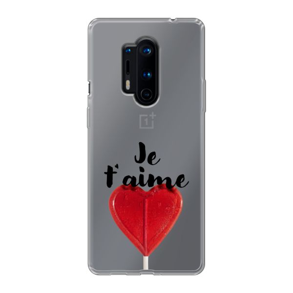 Coque OnePlus 8 Pro flexible avec sucette en forme de cœur - Je t'aime