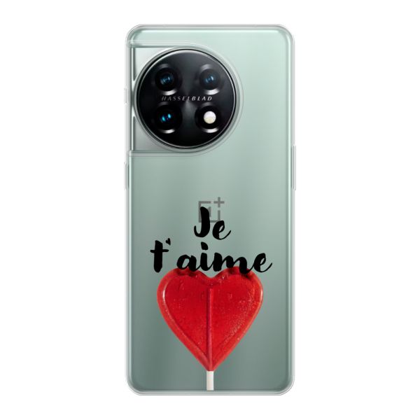 Coque OnePlus 11 flexible avec sucette en forme de cœur - Je t'aime
