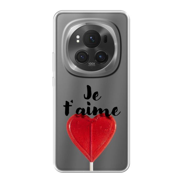 Coque Honor Magic6 Pro flexible avec sucette en forme de cœur - Je t'aime
