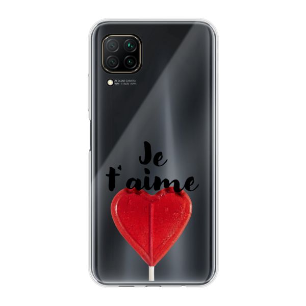 Coque Huawei P40 Lite flexible avec sucette en forme de cœur - Je t'aime