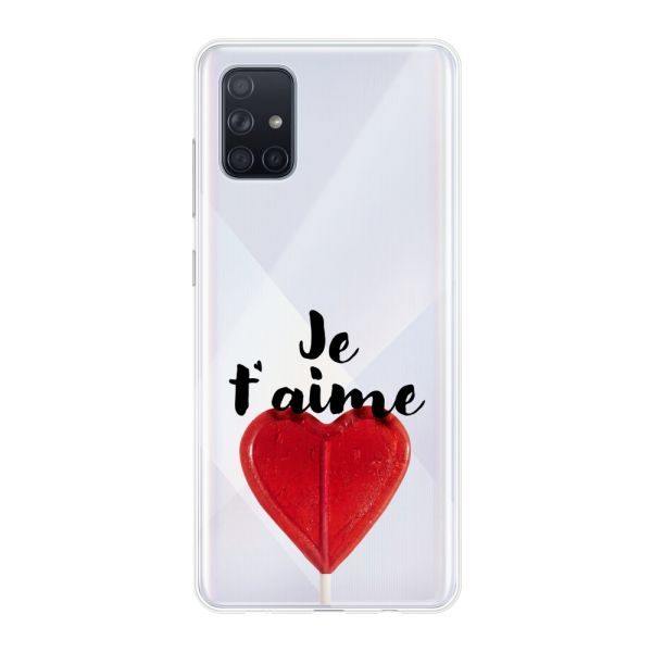Coque Samsung Galaxy A71 4G flexible avec sucette en forme de cœur - Je t'aime