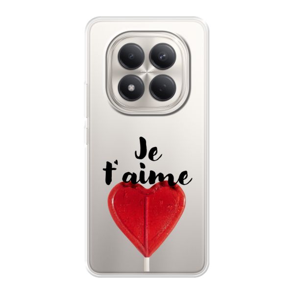Coque Xiaomi Redmi Note 15 Pro 4G flexible avec sucette en forme de cœur - Je t'aime